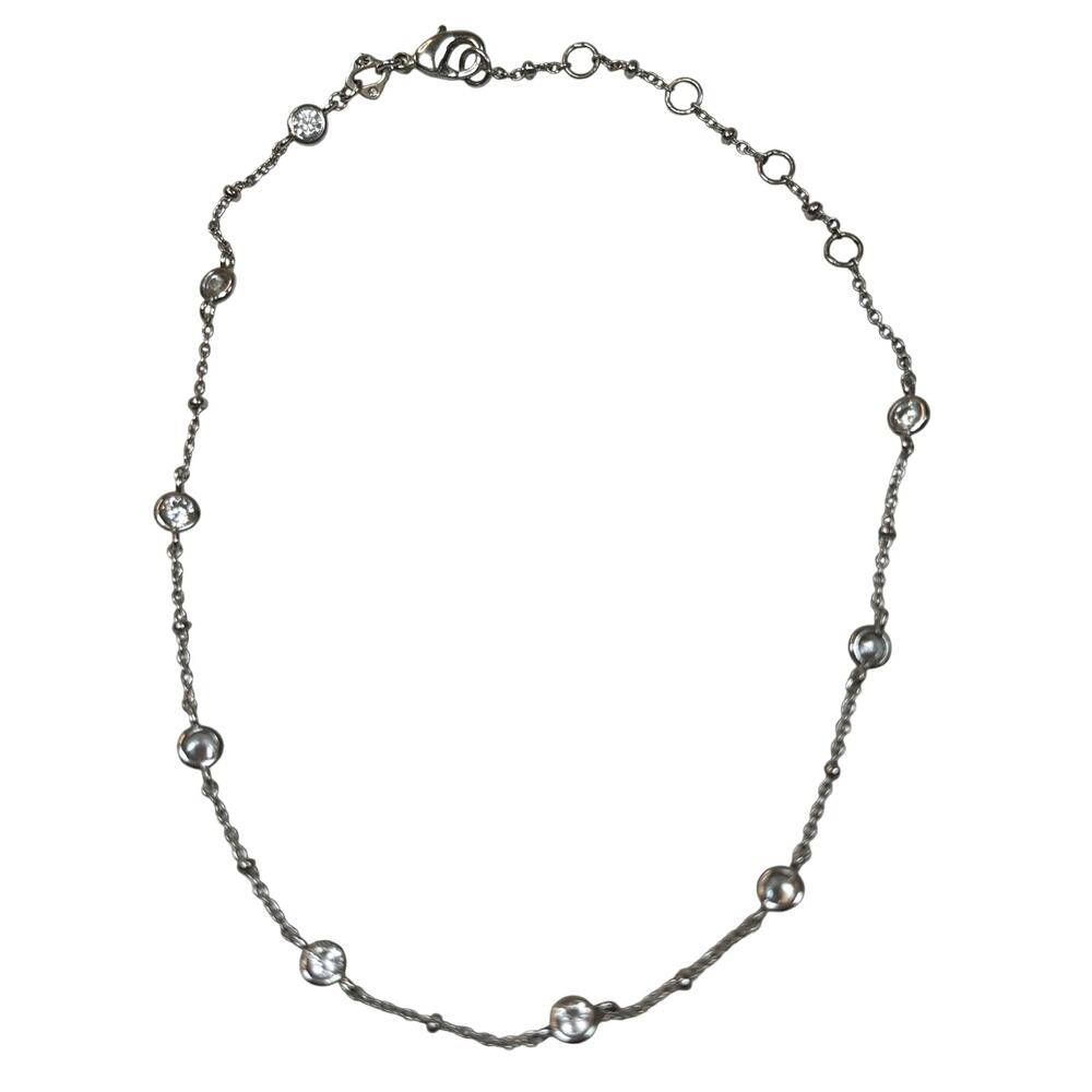 Kendra Scott CZ Station Anklet Ankle Bracelet Silver Tone Adjustable 8.75"